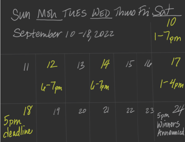A calendar showing the same dates listed below.